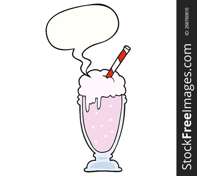 Cartoon Milkshake And Speech Bubble