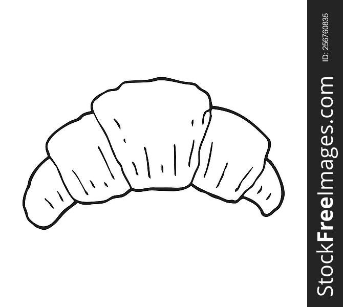Black And White Cartoon Croissant