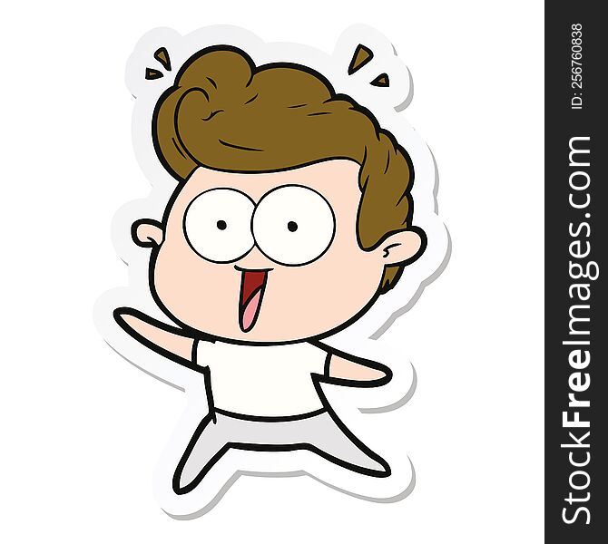 Sticker Of A Cartoon Excited Man