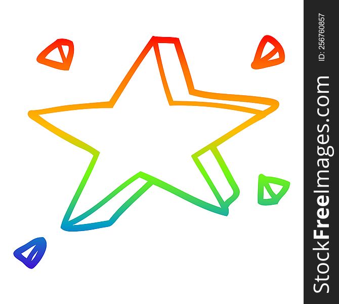rainbow gradient line drawing of a cartoon yellow stars