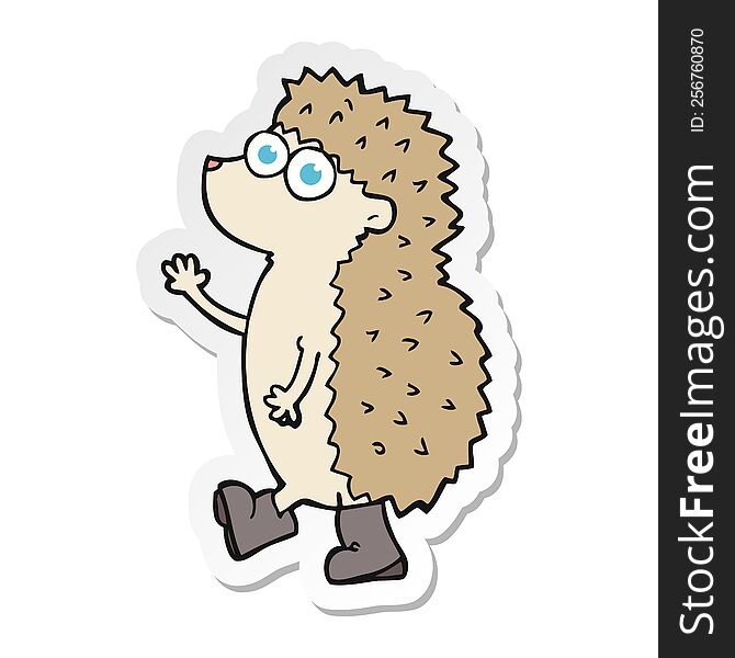 sticker of a cute cartoon hedgehog