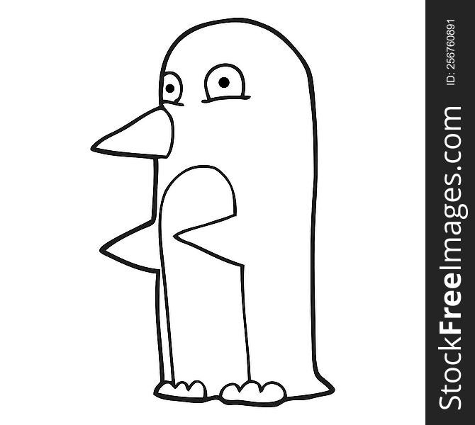 Black And White Cartoon Penguin
