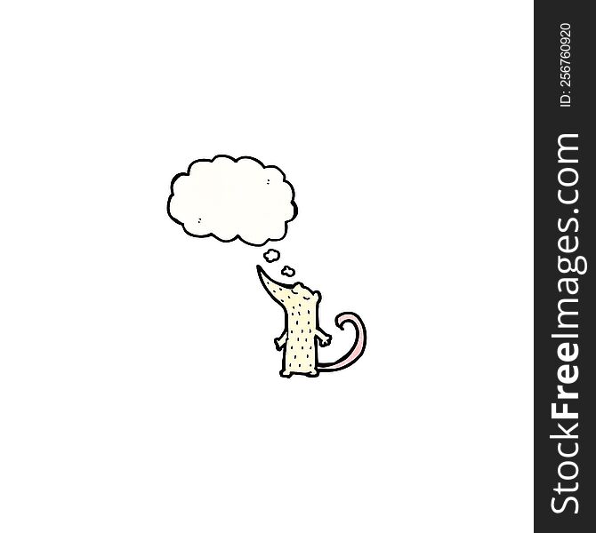 cartoon white mouse with thought bubble