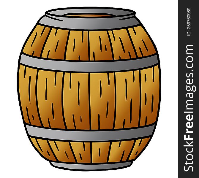 hand drawn gradient cartoon doodle of a wooden barrel
