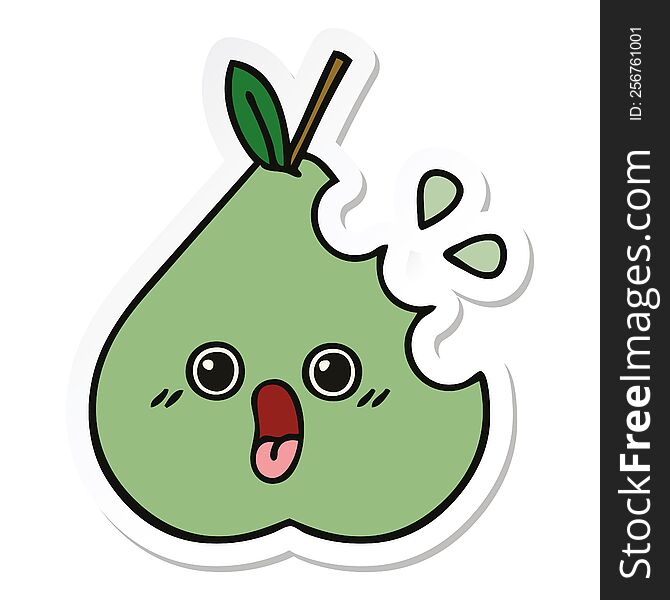 sticker of a cute cartoon green pear