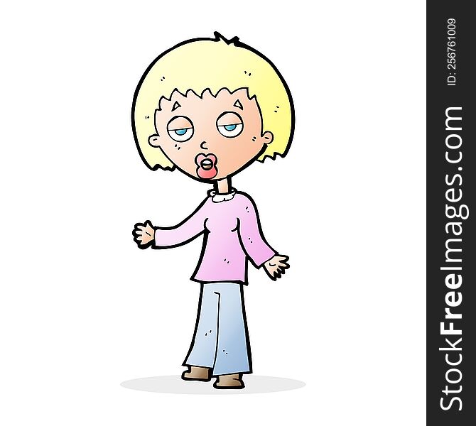 Cartoon Tired Woman