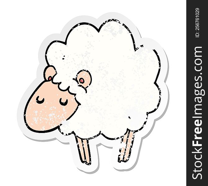 distressed sticker of a cartoon sheep