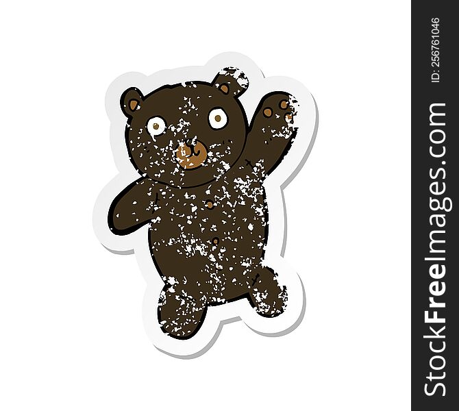 Retro Distressed Sticker Of A Cartoon Cute Black Teddy Bear