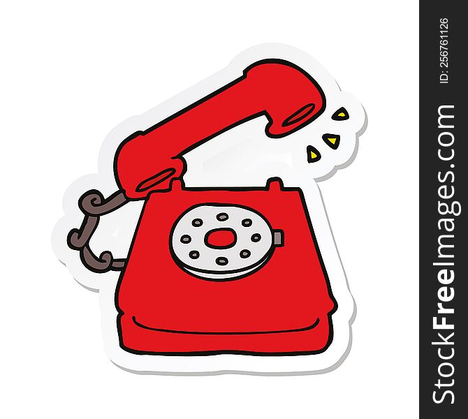 sticker of a cartoon old telephone