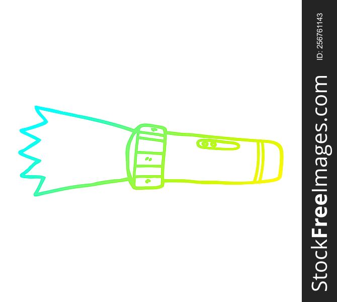 cold gradient line drawing of a cartoon torch