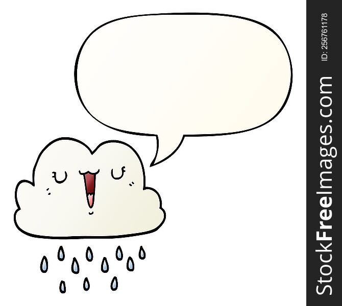 cartoon storm cloud with speech bubble in smooth gradient style