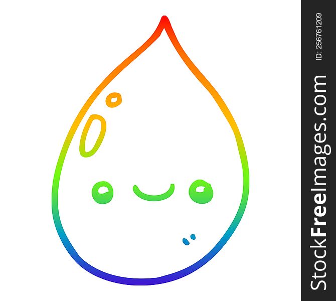 rainbow gradient line drawing of a cartoon raindrop