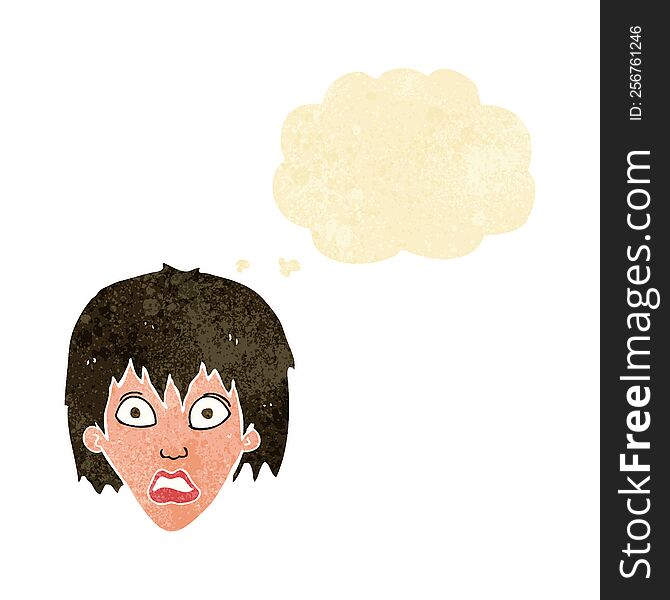 Cartoon Frightened Woman With Thought Bubble