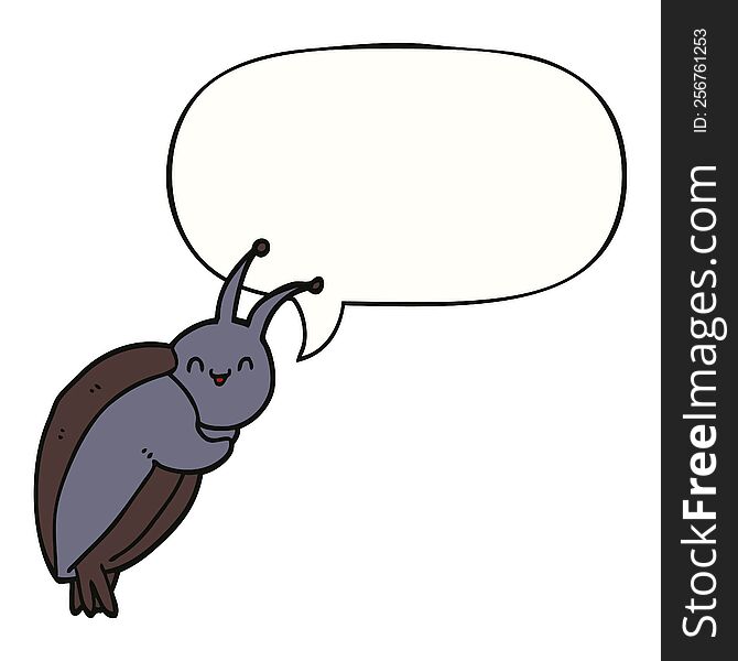 cute cartoon beetle and speech bubble