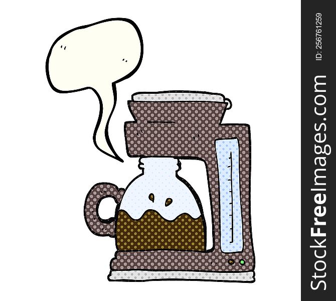 freehand drawn comic book speech bubble cartoon coffee filter machine