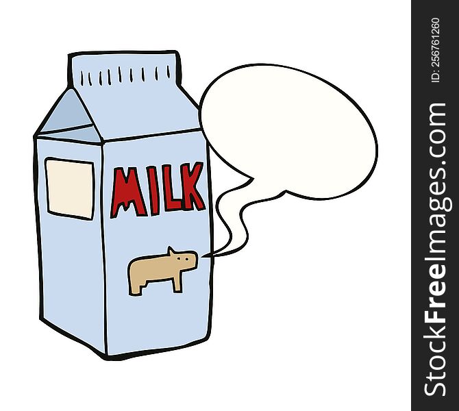Cartoon Milk Carton And Speech Bubble