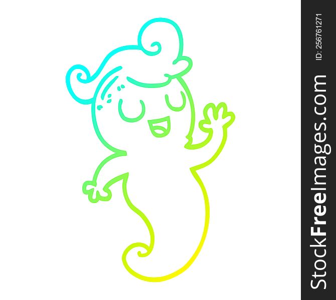 Cold Gradient Line Drawing Cartoon Ghost