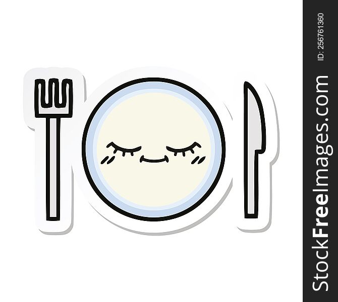 Sticker Of A Cute Cartoon Dinner Plate