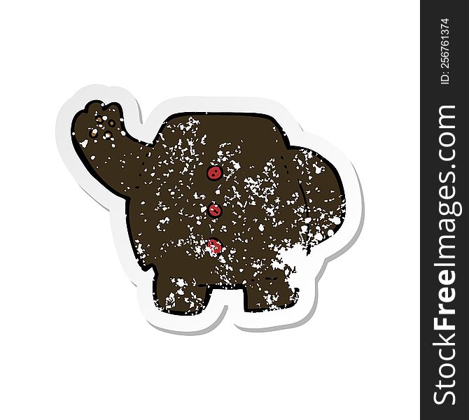 Retro Distressed Sticker Of A Cartoon Black Bear Body