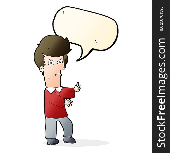 Cartoon Man Gesturing Wildly With Speech Bubble