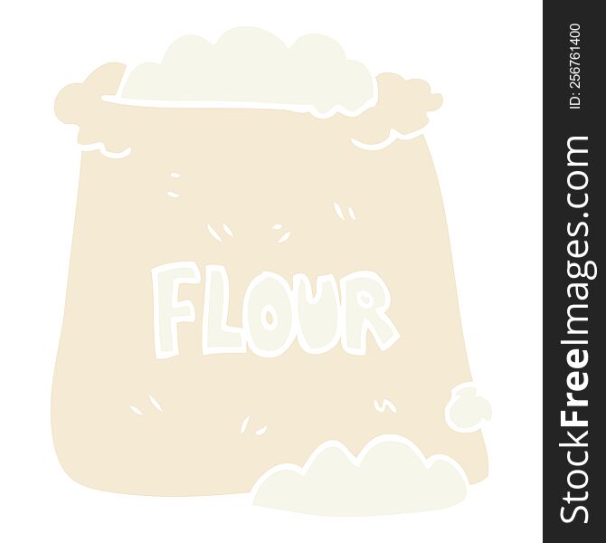 flat color illustration of bag of flour. flat color illustration of bag of flour