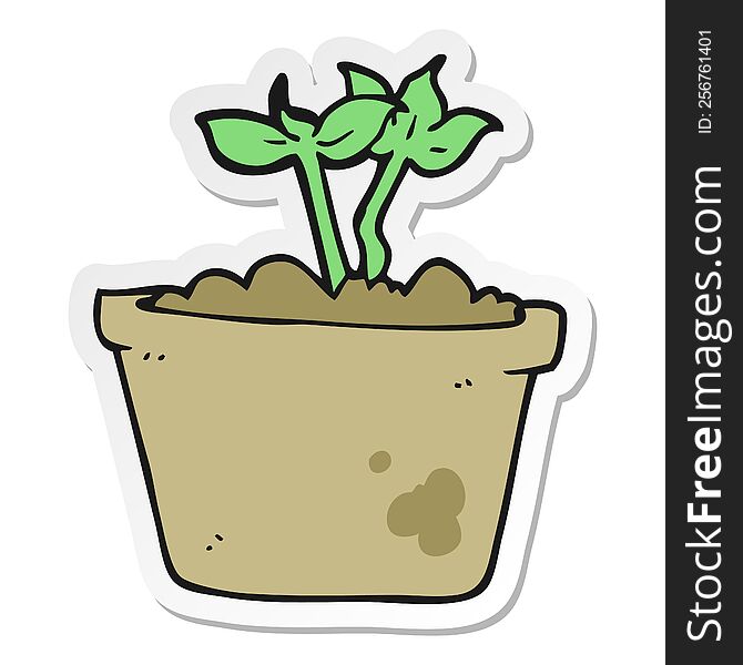 sticker of a cartoon sprouting plant