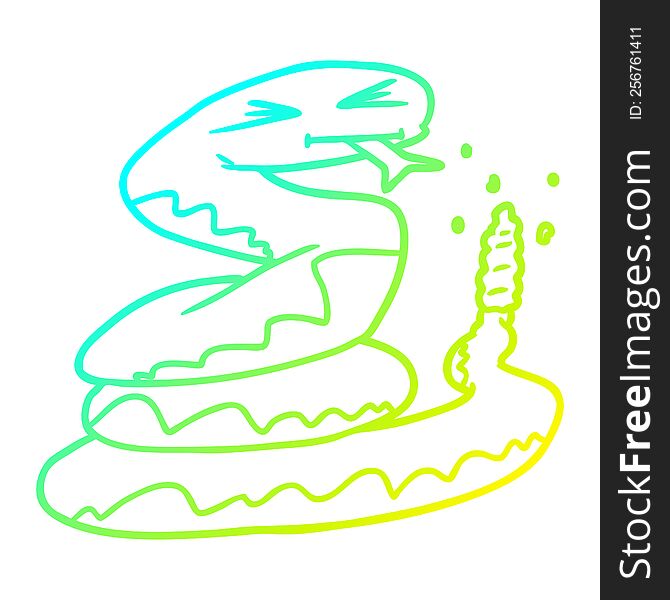 Cold Gradient Line Drawing Cartoon Rattlesnake