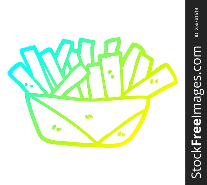 cold gradient line drawing cartoon french fries