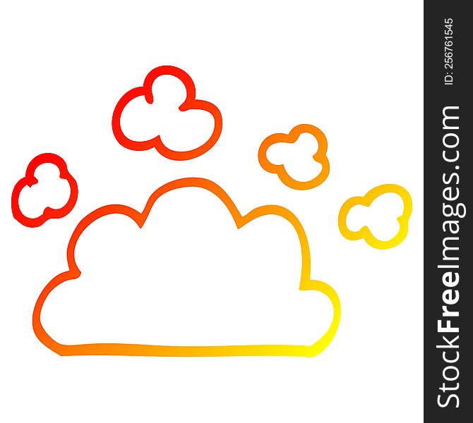 warm gradient line drawing of a cartoon weather cloud