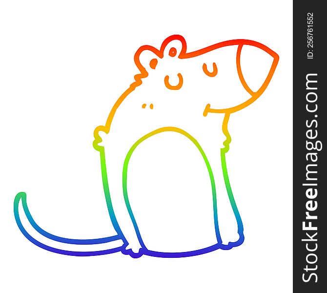 rainbow gradient line drawing of a cartoon fat rat