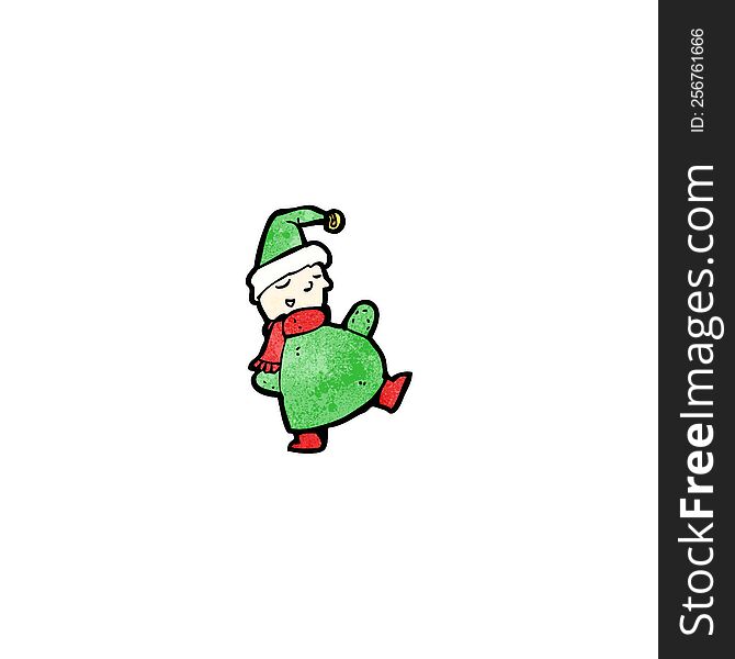 cartoon christmas elf waving