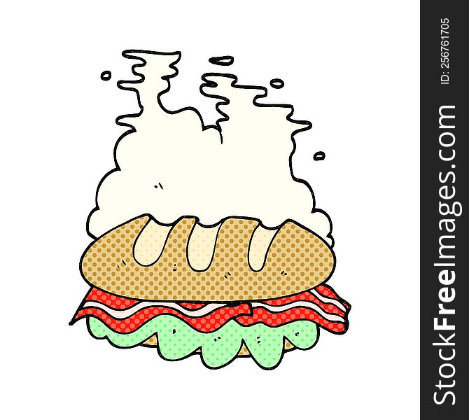 freehand drawn cartoon huge sandwich