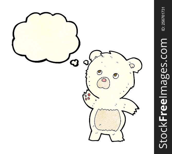 cartoon curious polar bear with thought bubble