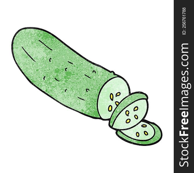 freehand textured cartoon sliced cucumber