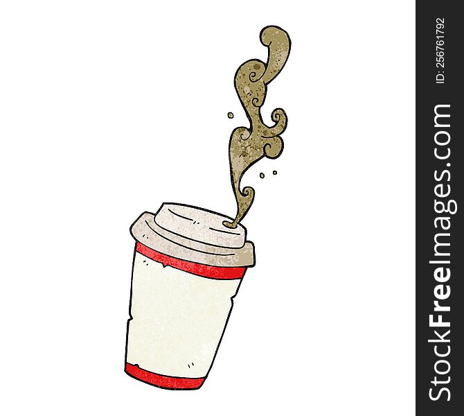 freehand drawn texture cartoon take out coffee