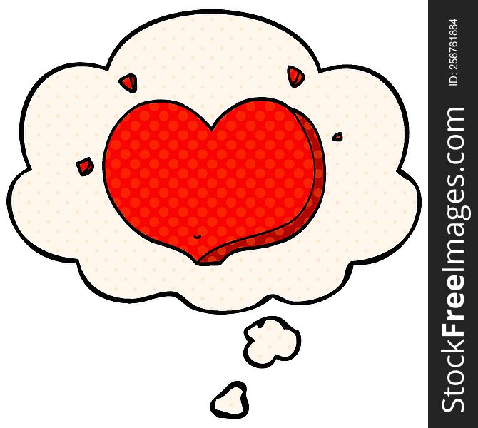 Cartoon Love Heart And Thought Bubble In Comic Book Style