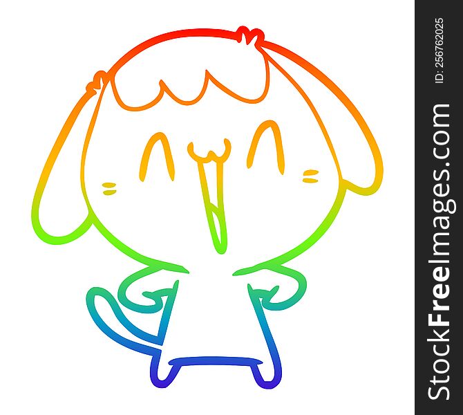 Rainbow Gradient Line Drawing Cute Cartoon Dog