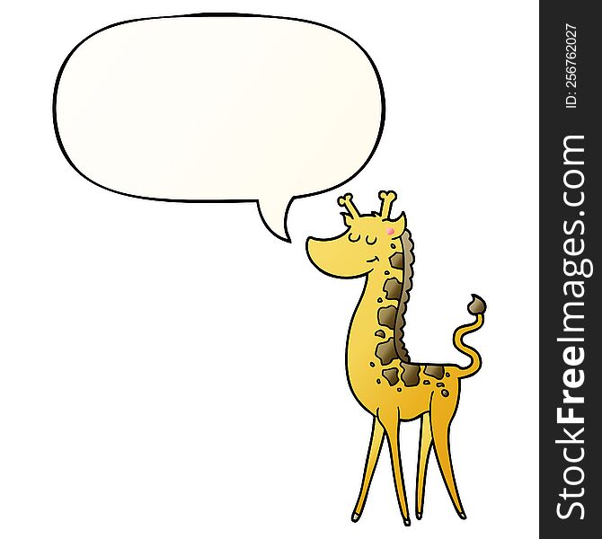 Cartoon Giraffe And Speech Bubble In Smooth Gradient Style