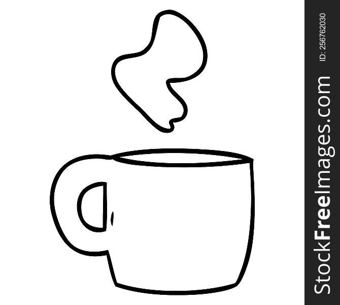 Line Drawing Doodle Of A Steaming Hot Drink