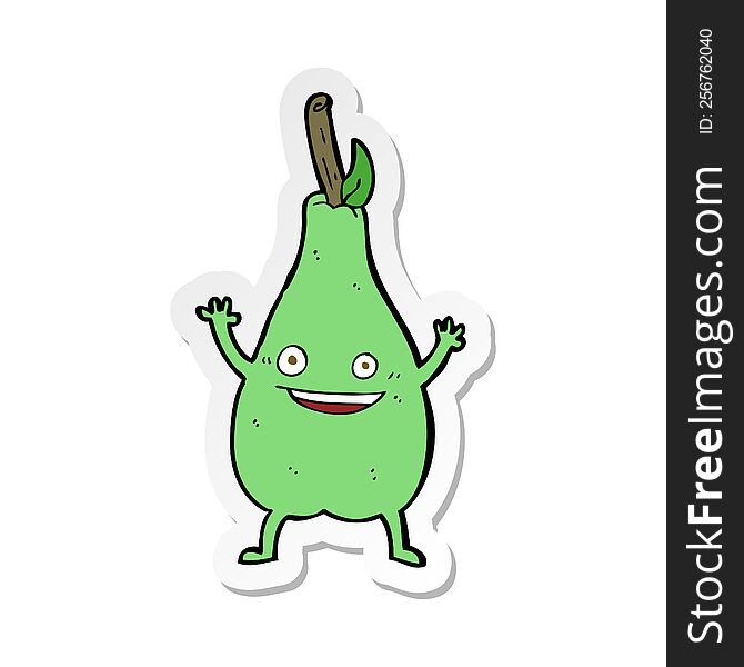 Sticker Of A Cartoon Happy Pear