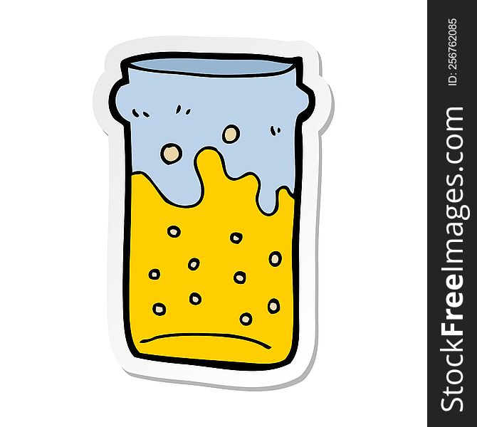 sticker of a cartoon pint of beer