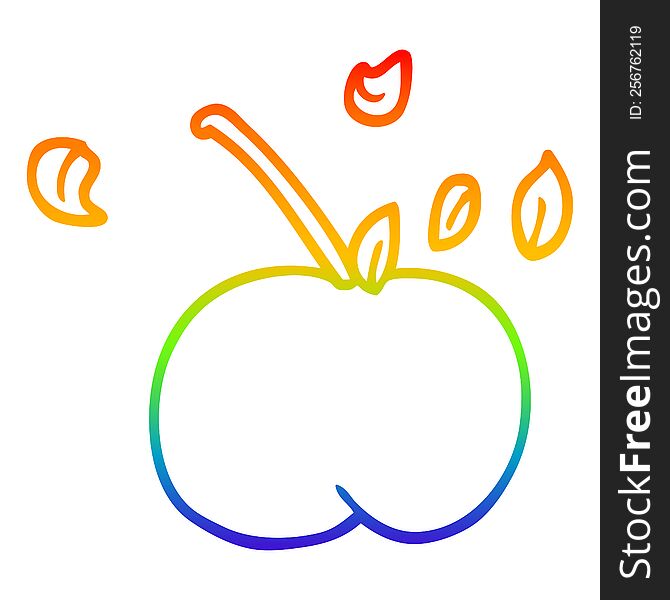 Rainbow Gradient Line Drawing Cartoon Juicy Apple