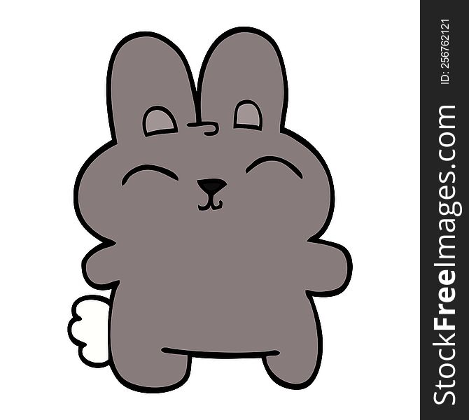 cartoon doodle grey rabbit