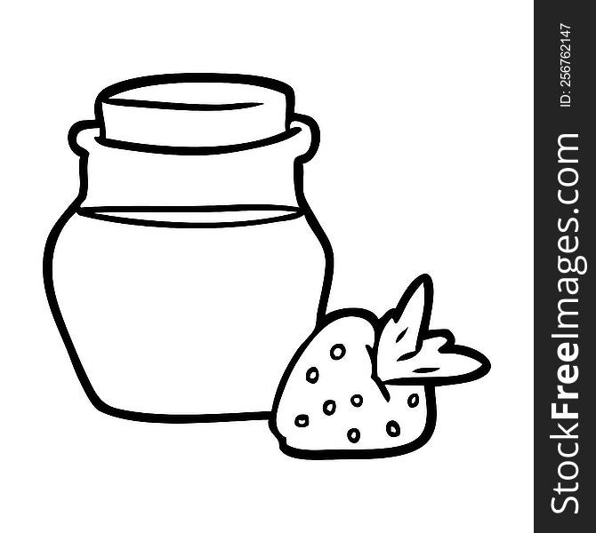 line drawing of a jar of strawberry jam. line drawing of a jar of strawberry jam