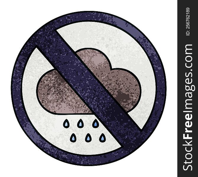 retro grunge texture cartoon of a storm rain cloud sign