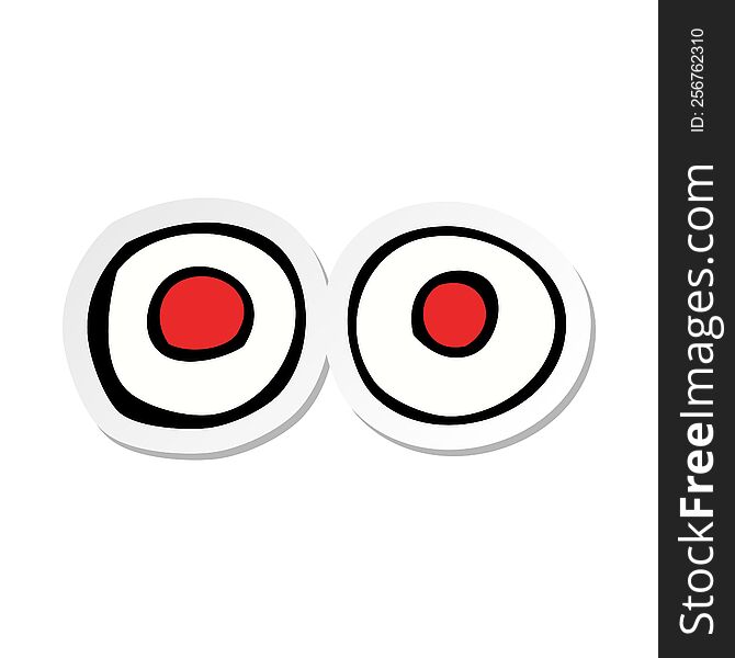 sticker of a cartoon red eyes