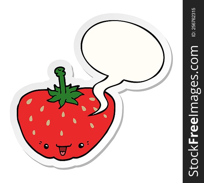 cartoon strawberry with speech bubble sticker