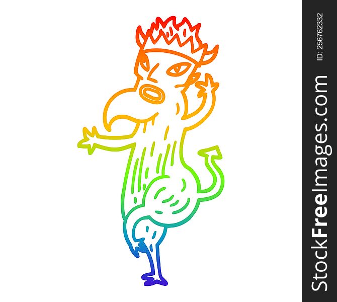 Rainbow Gradient Line Drawing Cartoon Devil