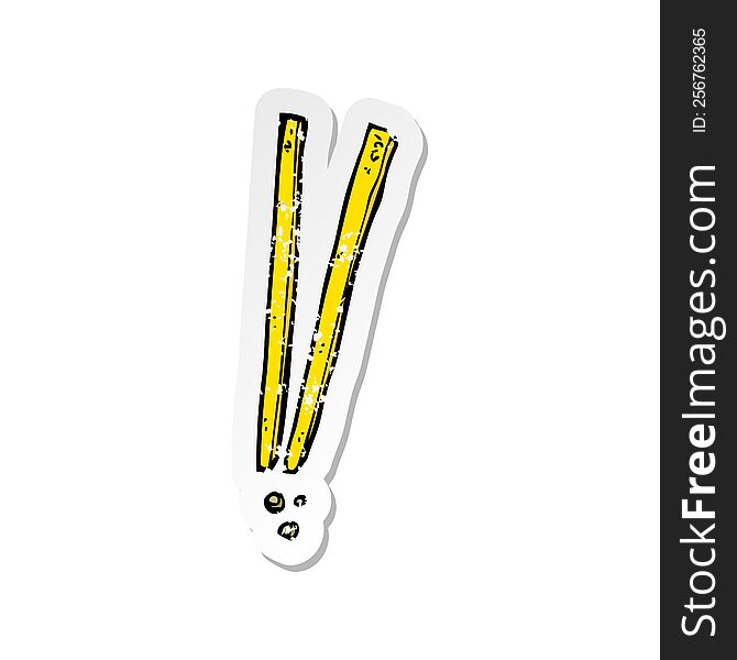 retro distressed sticker of a cartoon chopsticks