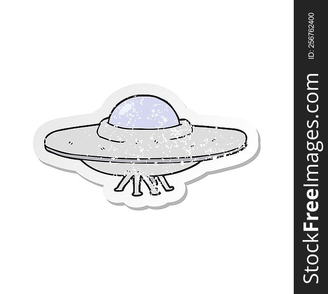 retro distressed sticker of a cartoon flying saucer